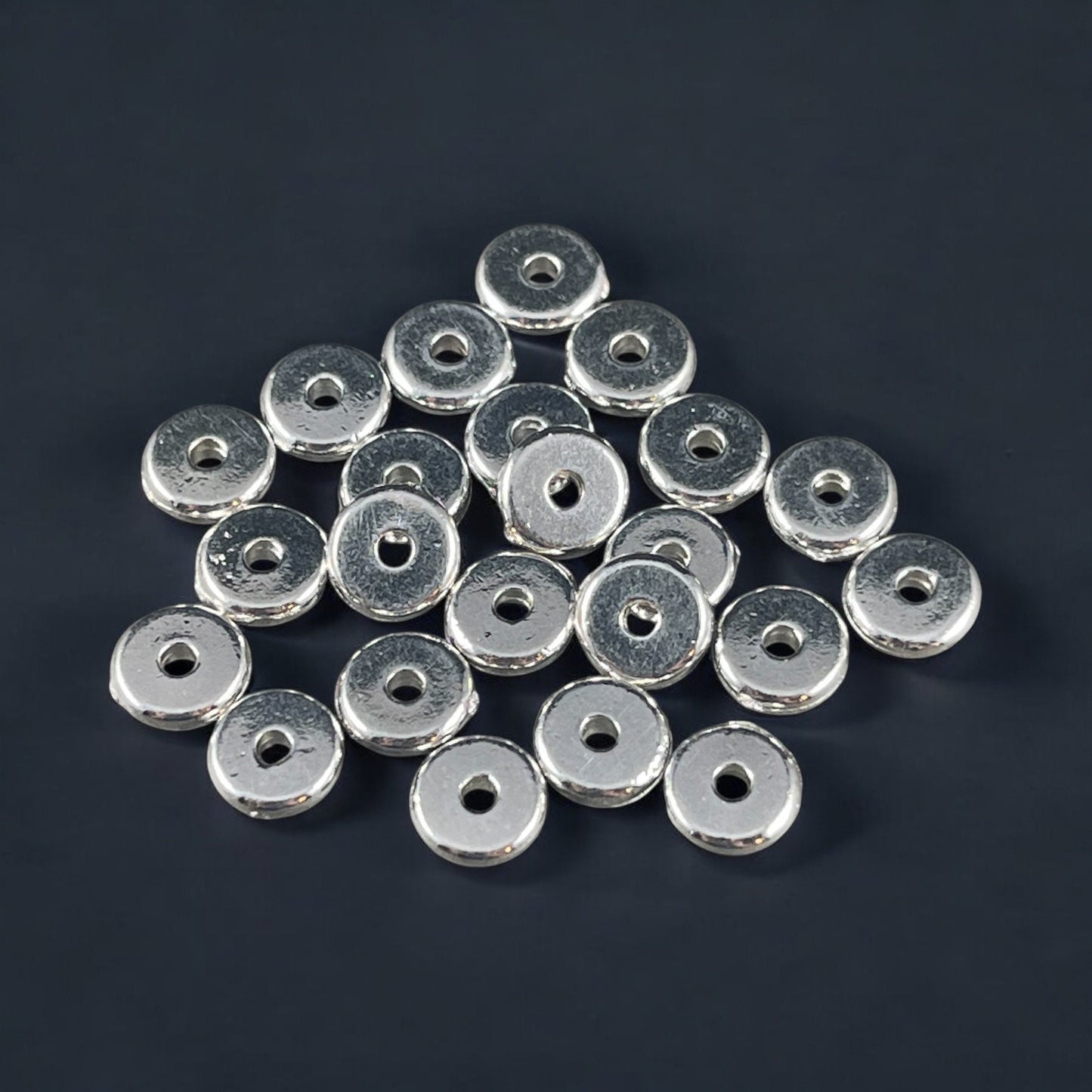 NEW TierraCast 6mm Heishi Spacer Beads, Fine Silver Plated Spacer Bead (PF/403-10) * Qty. 20