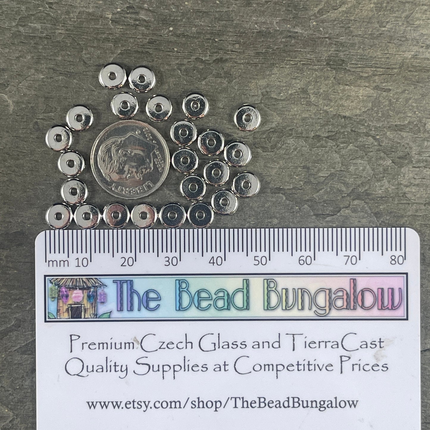 TierraCast 6mm Heishi Spacer Beads, White Bronze Plated Spacer Bead (PF/403-28) * Qty. 20