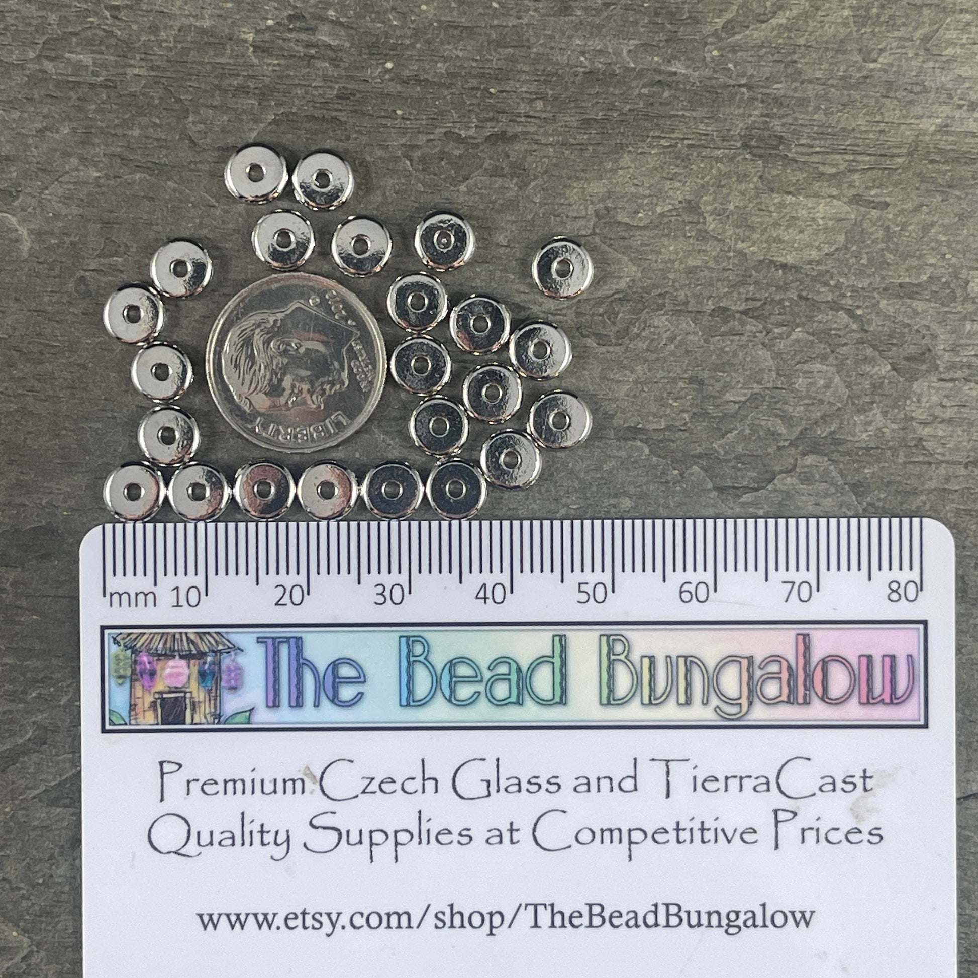 TierraCast 6mm Heishi Spacer Beads, White Bronze Plated Spacer Bead (PF/403-28) * Qty. 20