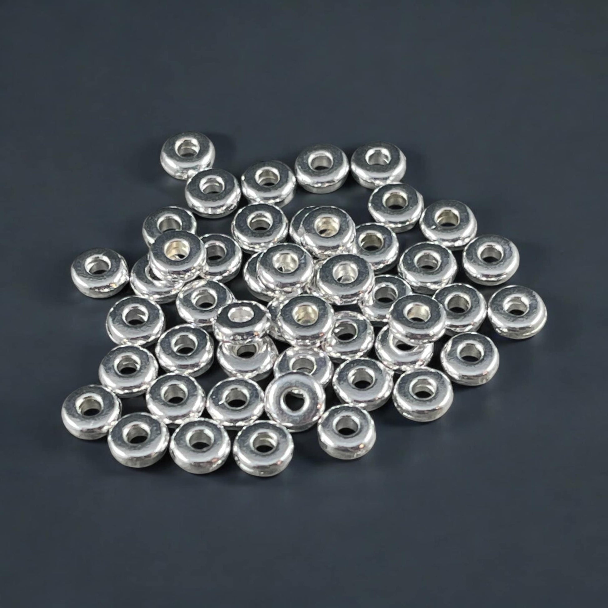 TierraCast 4mm Heishi Rondelle, Small Fine Silver Plated Spacer Bead (PF/401-10) * Qty. 50