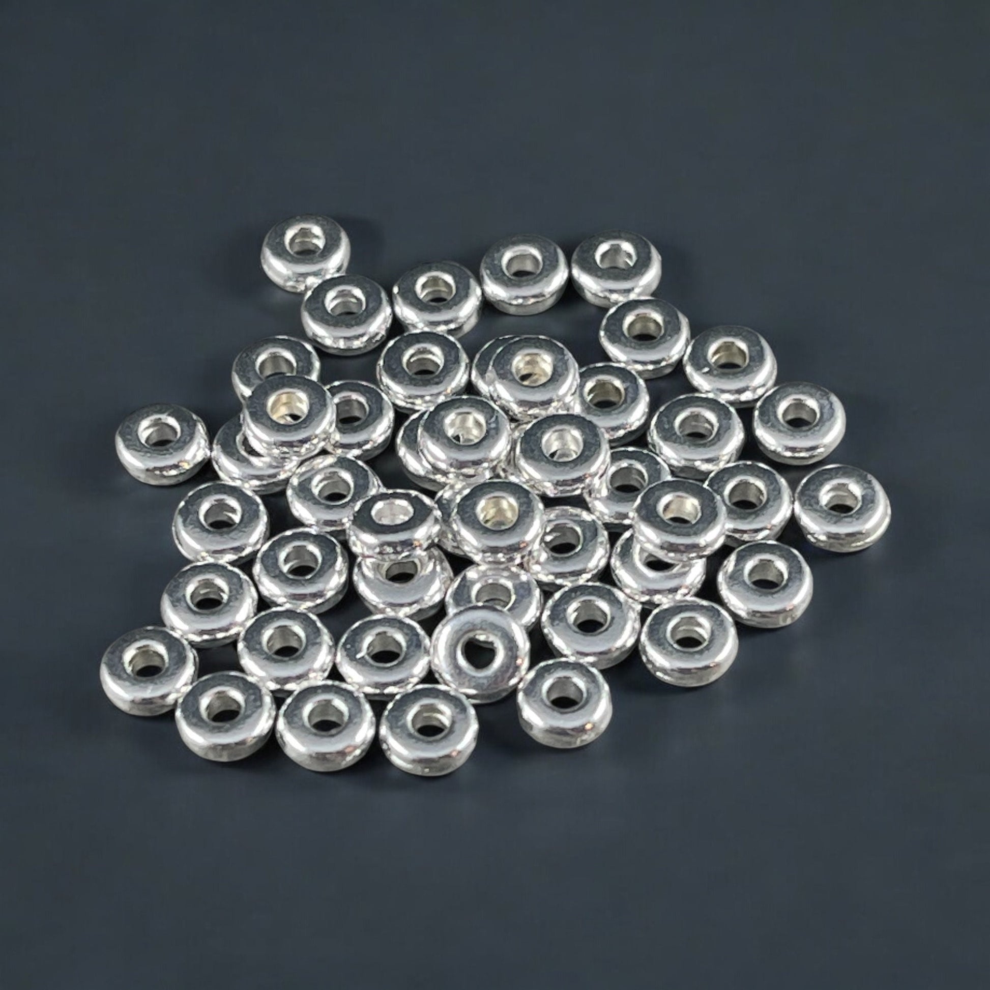 TierraCast 4mm Heishi Rondelle, Small Fine Silver Plated Spacer Bead (PF/401-10) * Qty. 50