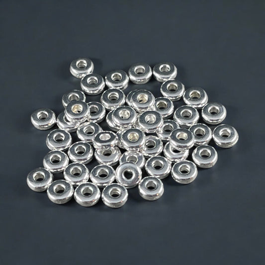 TierraCast 4mm Heishi Rondelle, Small Fine Silver Plated Spacer Bead (PF/401-10) * Qty. 50