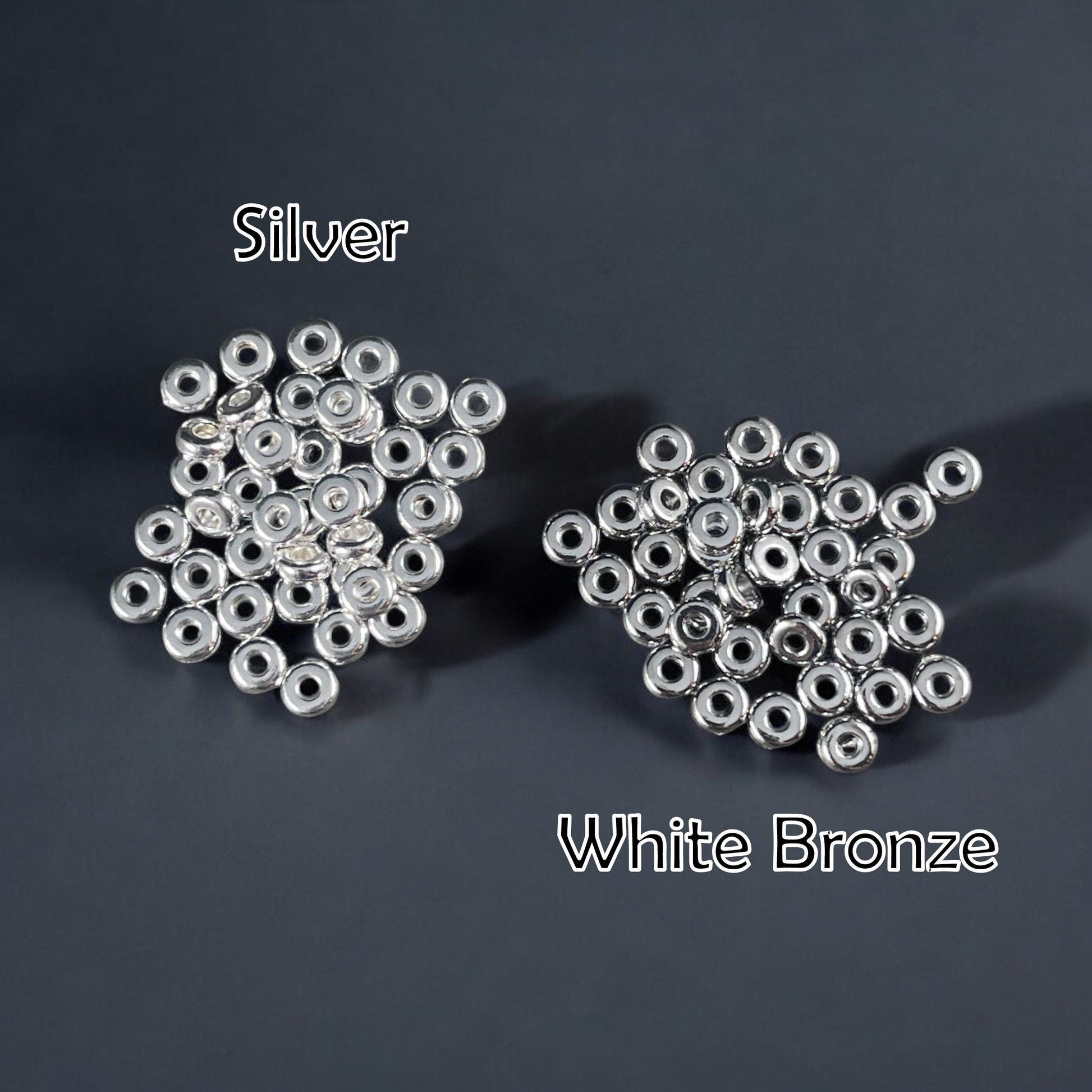 TierraCast 4mm Heishi Rondelle, Small White Bronze Plated, Silver Spacer Bead (PF/401-28) * Qty. 50