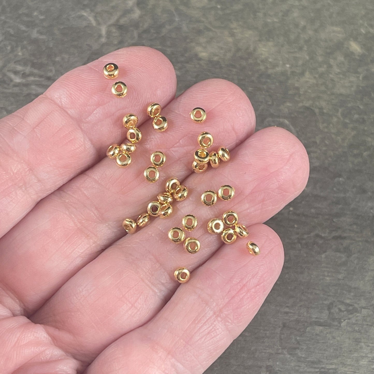 NEW TierraCast 3mm Heishi Bead, 24k Gold Plated Beads, Tiny Gold Spacer Beads (PF/400-12) * Qty. 50