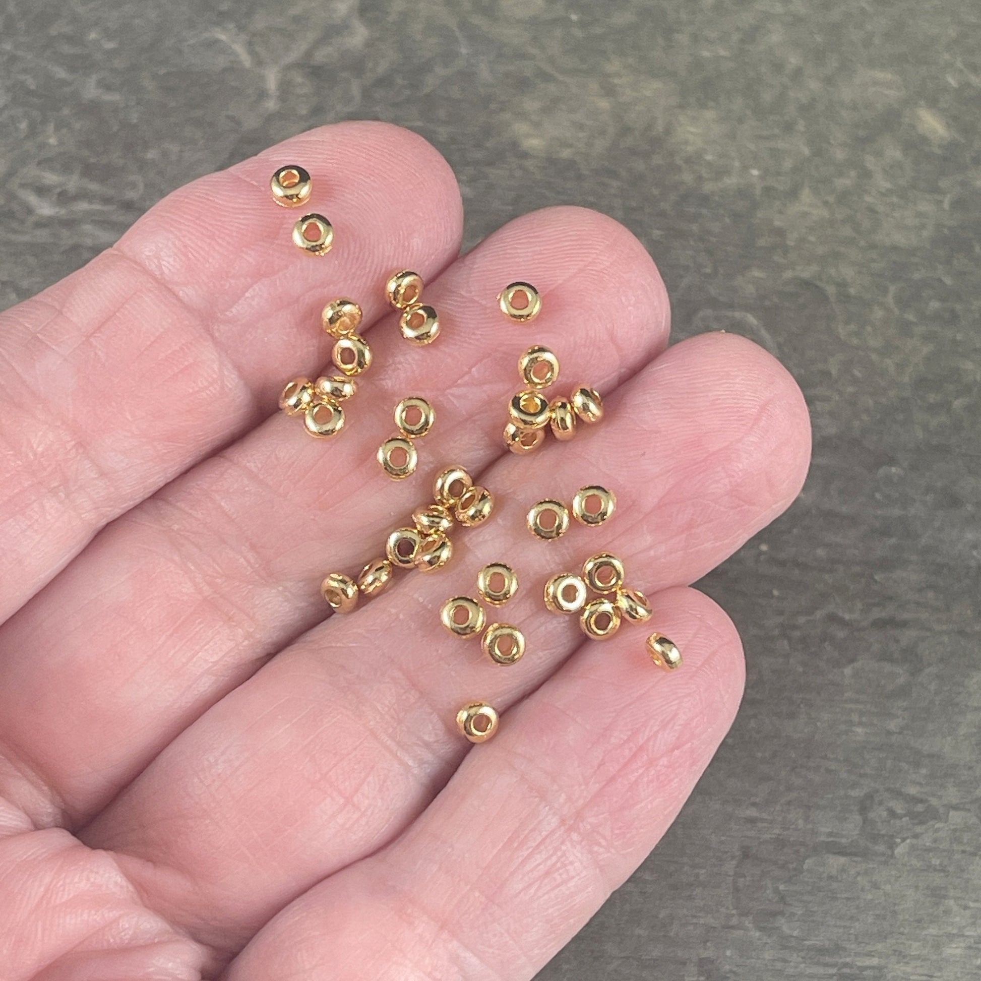 TierraCast 3mm Heishi Bead, 24k Gold Plated Beads, Tiny Gold Spacer Beads (PF/400-12) * Qty. 50