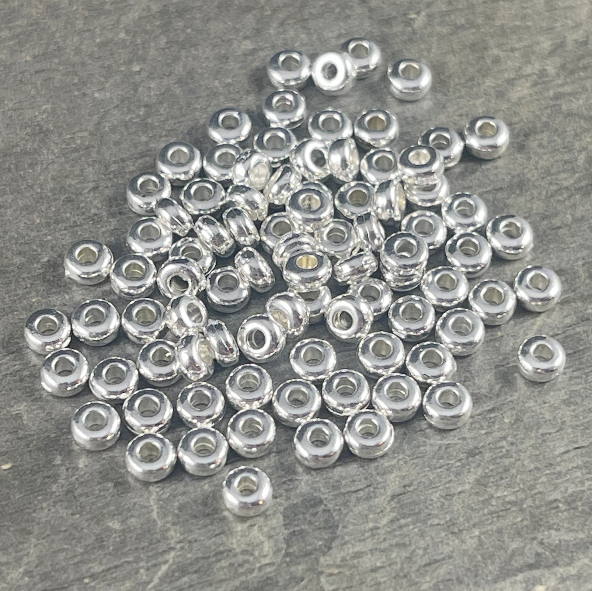 NEW TierraCast 3mm Heishi Bead, Fine Silver Plated Spacer, Shiny Silver Spacer Beads (PF/400-10) * Qty. 50