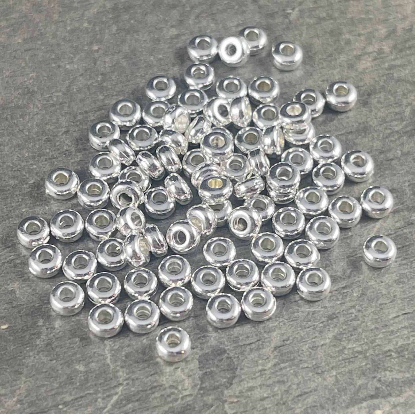 TierraCast 3mm Heishi Bead, Fine Silver Plated Spacer, Shiny Silver Spacer Beads, Nickel Free (PF/400-10) * Qty. 50