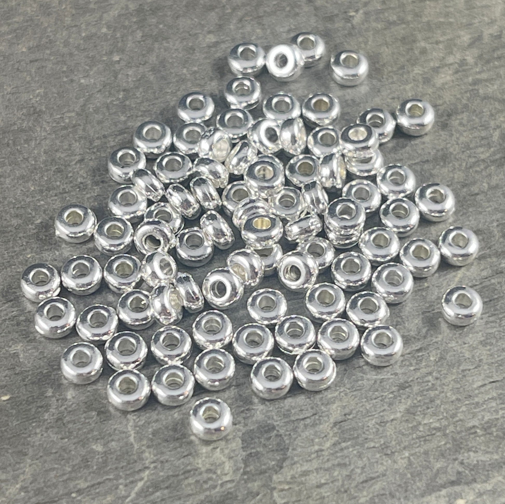 TierraCast 3mm Heishi Bead, Fine Silver Plated Spacer, Shiny Silver Spacer Beads, Nickel Free (PF/400-10) * Qty. 50