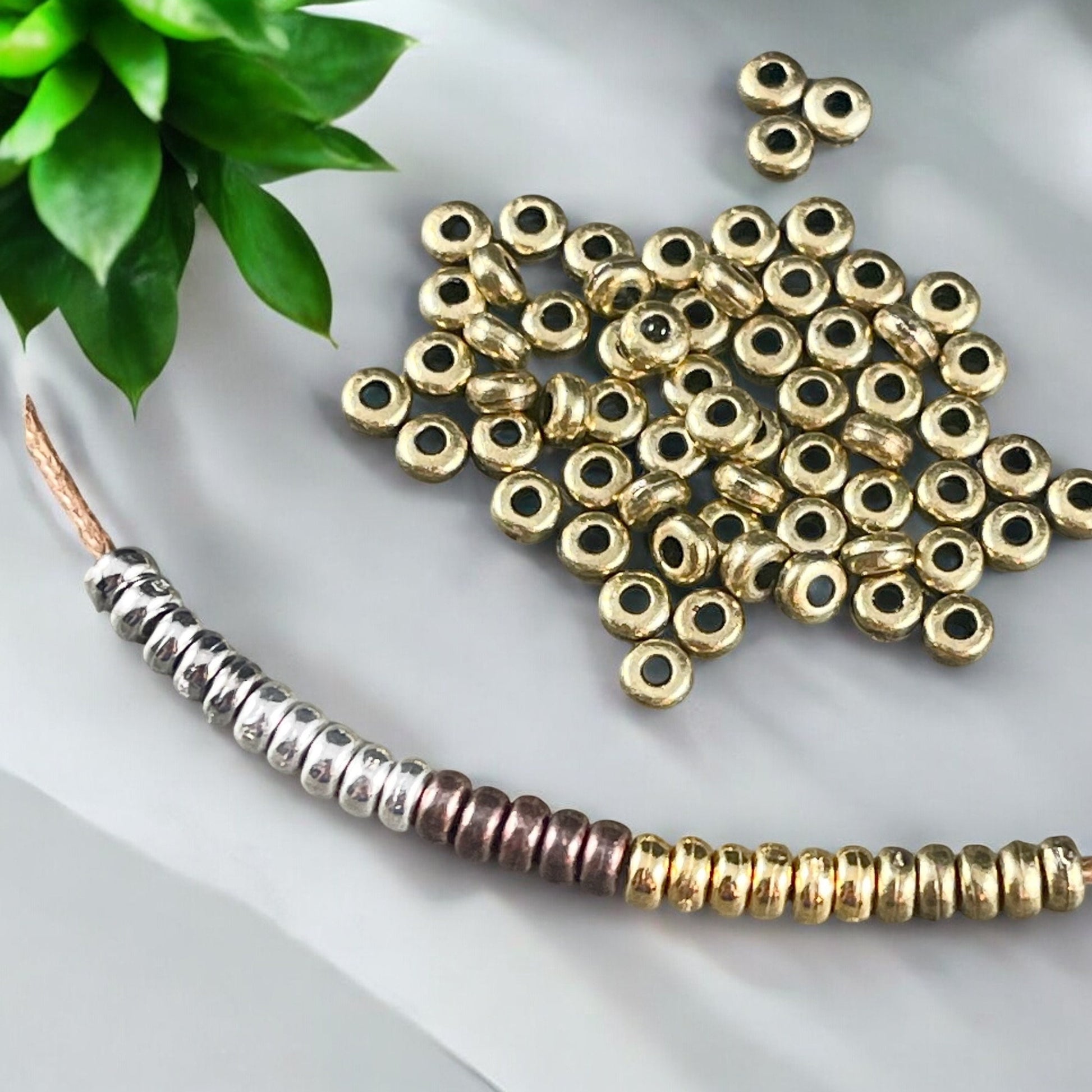 TierraCast 3mm Heishi Bead, Light Antiqued Brass Plated Spacer (PF/400-57) * Qty. 50
