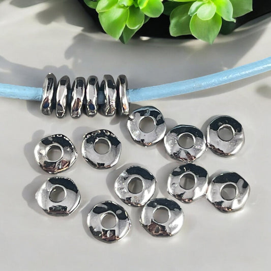 TierraCast 6.5mm Organic Rondelle with Large Hole, 2mm Hole, White Bronze Nugget Spacer Bead (PF/409-28) * Qty. 20