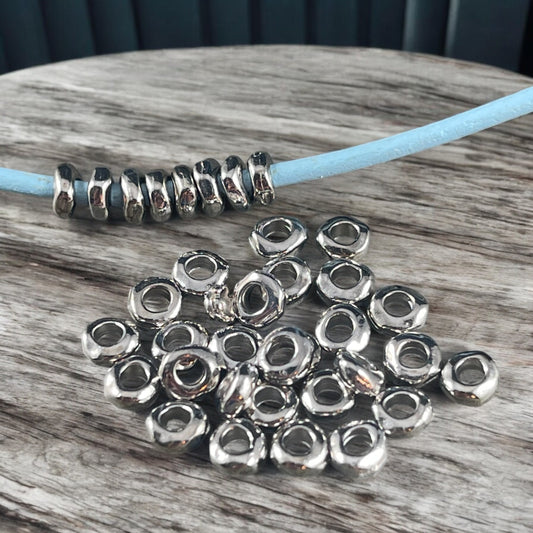 TierraCast Large Hole 4.5mm Nugget Rondelle, White Bronze Plated Organic Spacer (PF/408-28) * Qty. 20