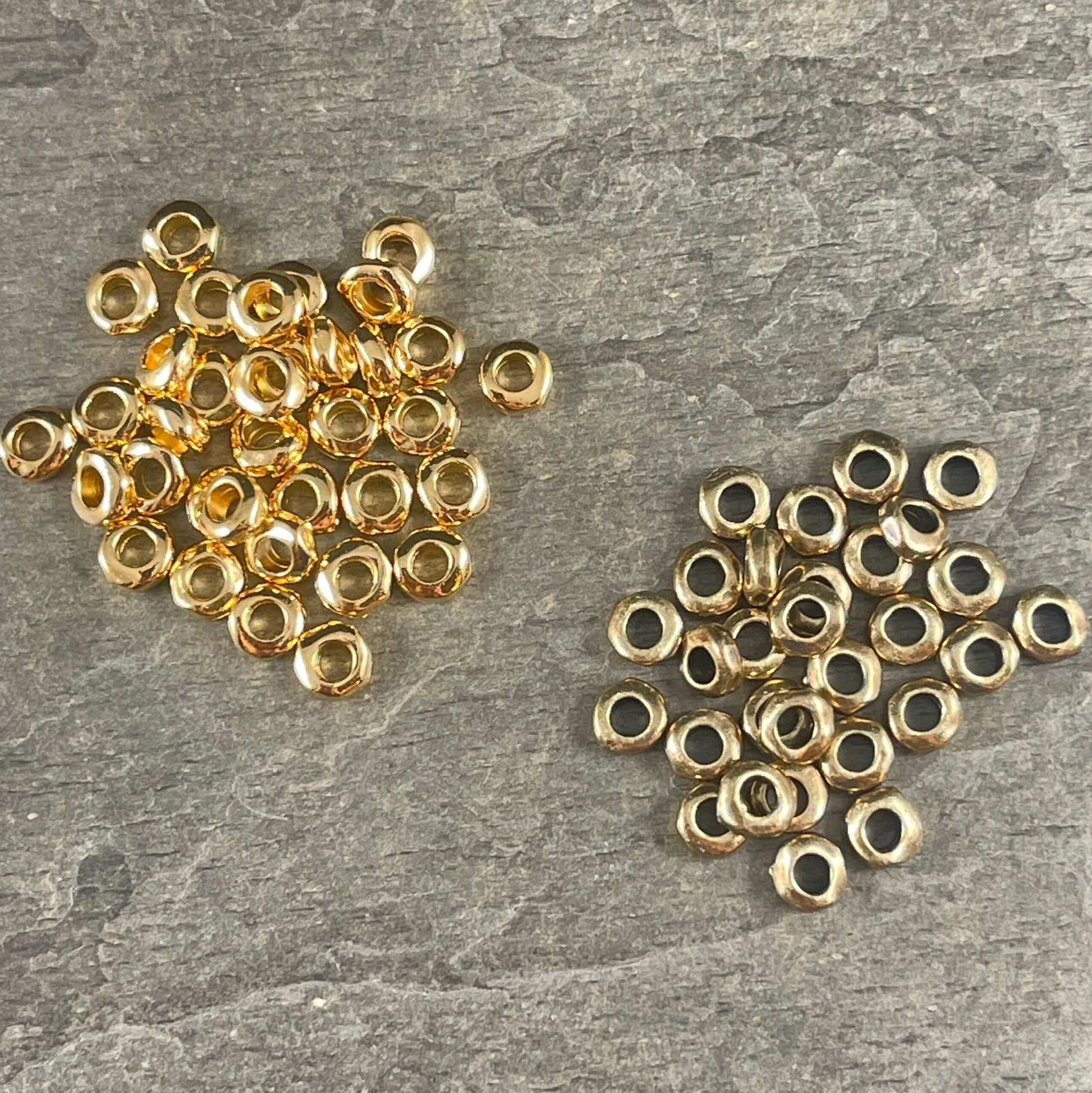 NEW TierraCast 4.5mm Heishi Nugget, 2mm Large Hole Rondelle, Antiqued Brass Organic Spacer (PF/408-57) * Qty. 20