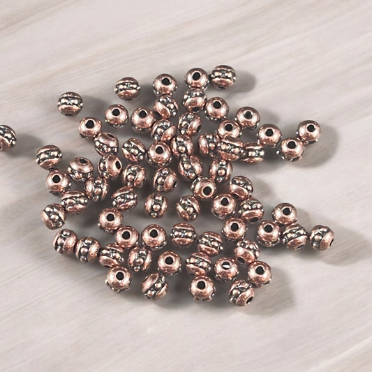 TierraCast 3mm Round Beaded Spacer, Antiqued Copper Plated Seed Bead Size 8 (PF/406-87) * Qty. 50