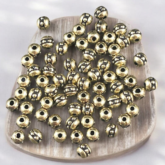 NEW TierraCast 3mm Round Beaded Spacer Bead, Light Antiqued Brass Plated Seed Bead Size 8 (PF/406-57) * Qty. 50