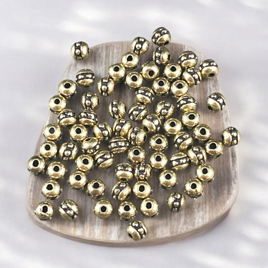 NEW TierraCast 3mm Round Beaded Spacer Bead, Light Antiqued Brass Plated Seed Bead Size 8 (PF/406-57) * Qty. 50
