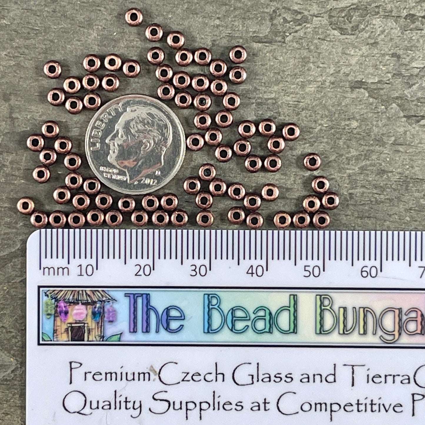 NEW TierraCast 3mm Heishi Bead, Tiny Antiqued Copper Plated Spacer Beads (PF/400-87) * Qty. 50