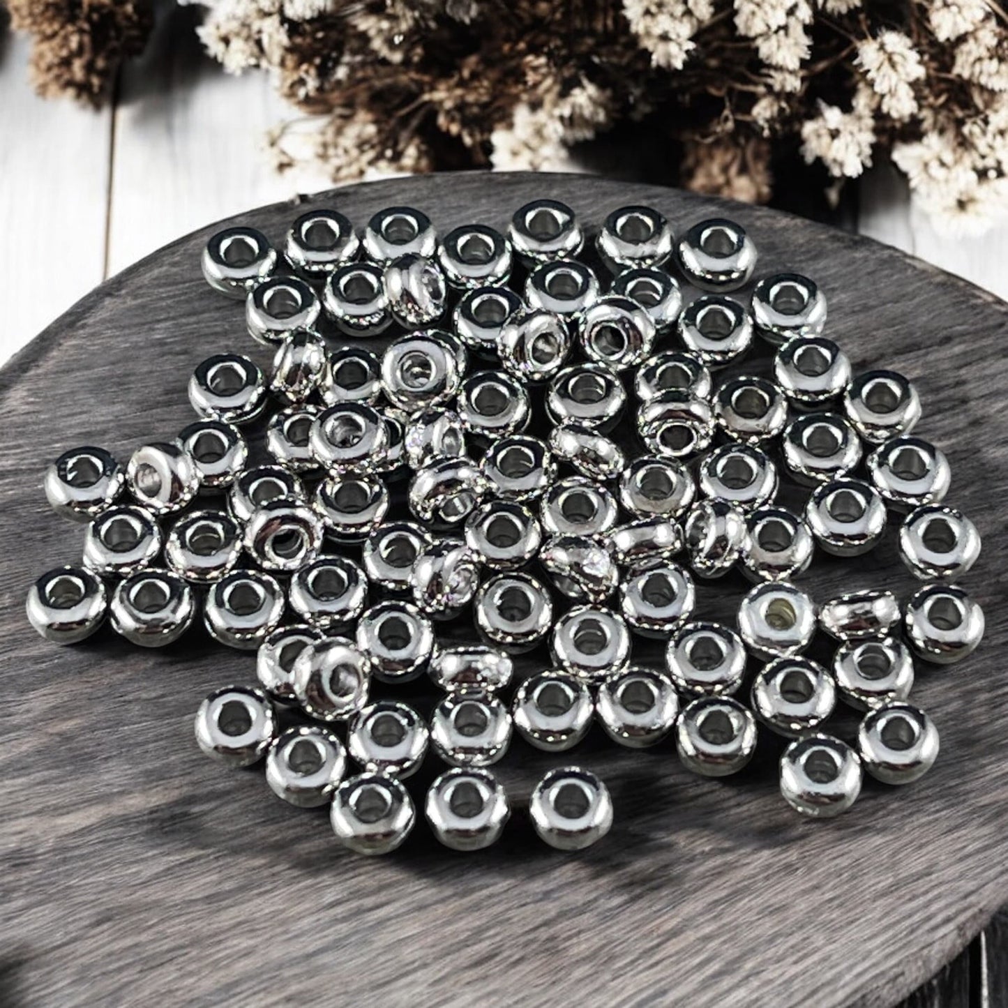 TierraCast Tiny 3mm Heishi Spacer Bead, White Bronze Plated, Silver (PF/400-28) * Qty. 50