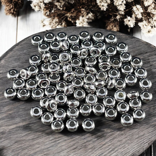 TierraCast 3mm Heishi Bead, Silver Spacer Beads, Tiny White Bronze Plated Spacer Beads (PF/400-28) * Qty. 50