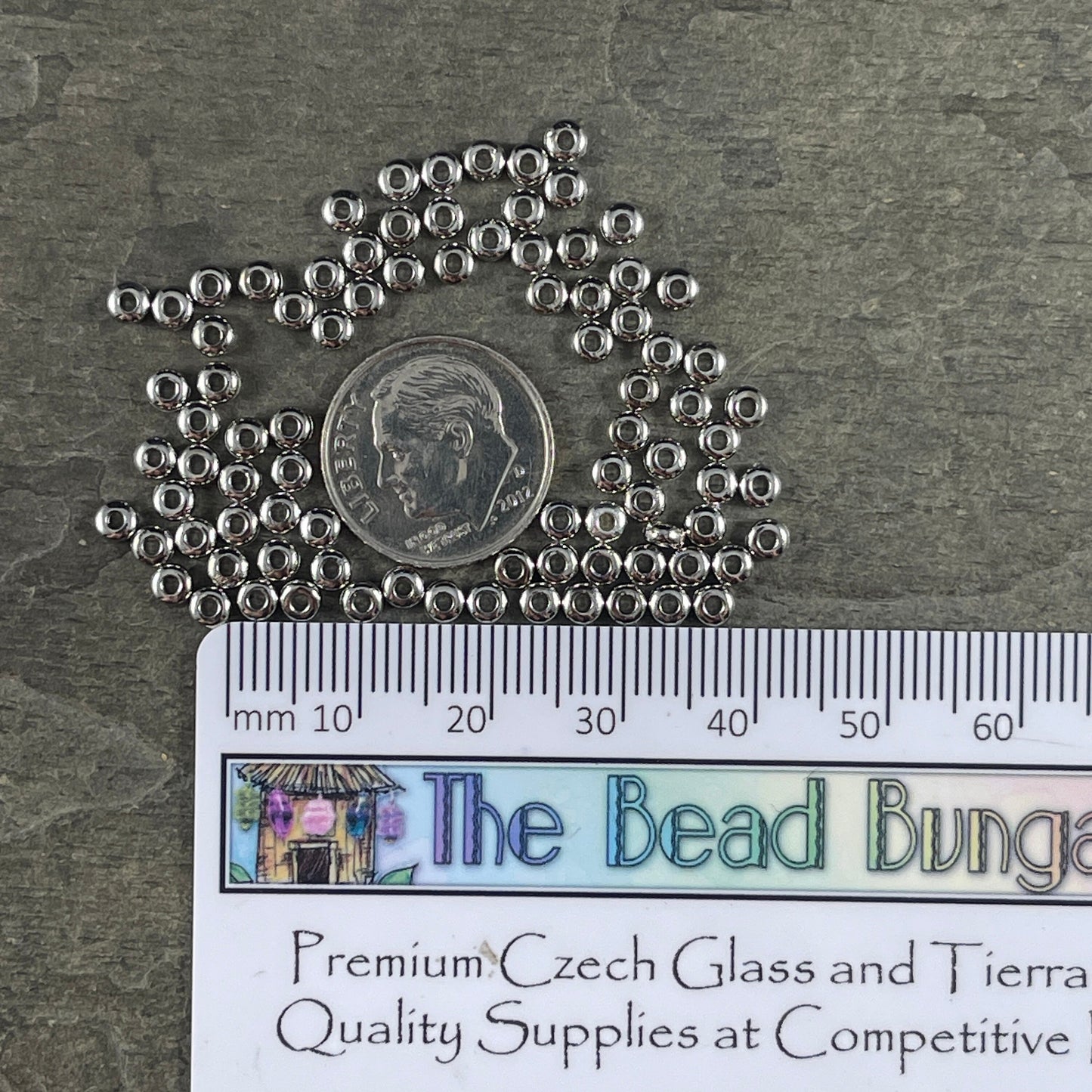 NEW TierraCast 3mm Heishi Bead, Silver Spacer Beads, Tiny White Bronze Plated Spacer Beads (PF/400-28) * Qty. 50