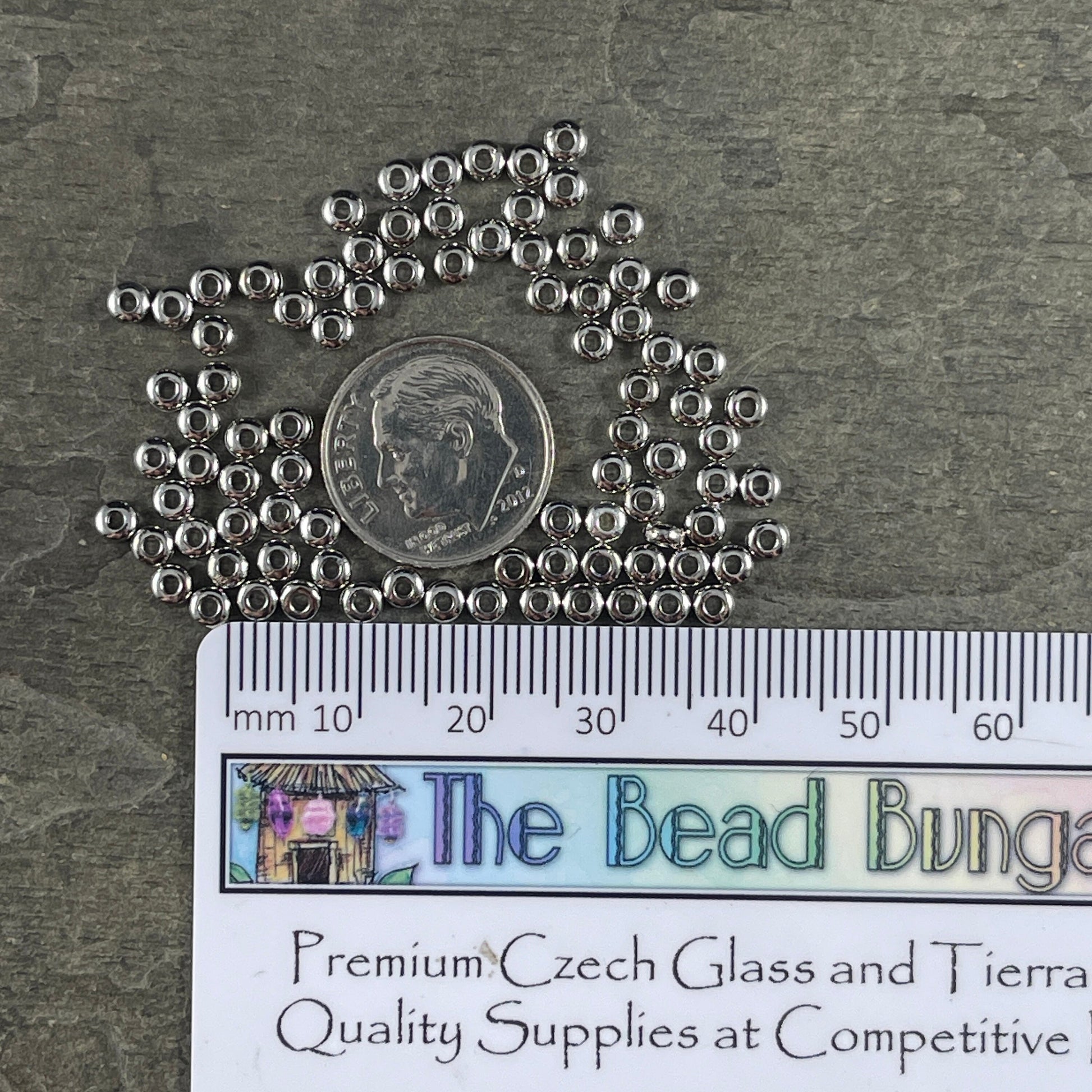 TierraCast Tiny 3mm Heishi Spacer Bead, White Bronze Plated, Silver (PF/400-28) * Qty. 50