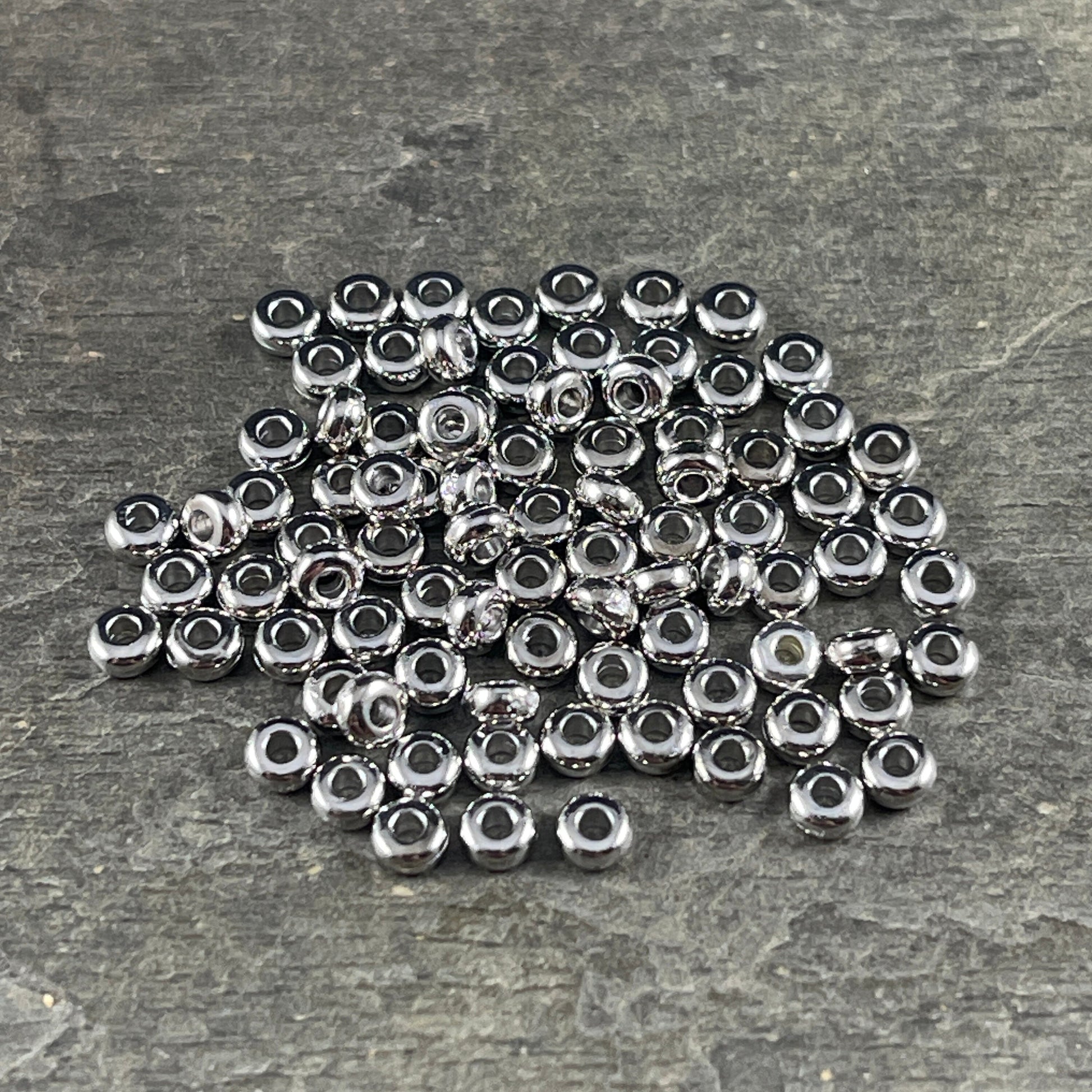 TierraCast Tiny 3mm Heishi Spacer Bead, White Bronze Plated, Silver (PF/400-28) * Qty. 50