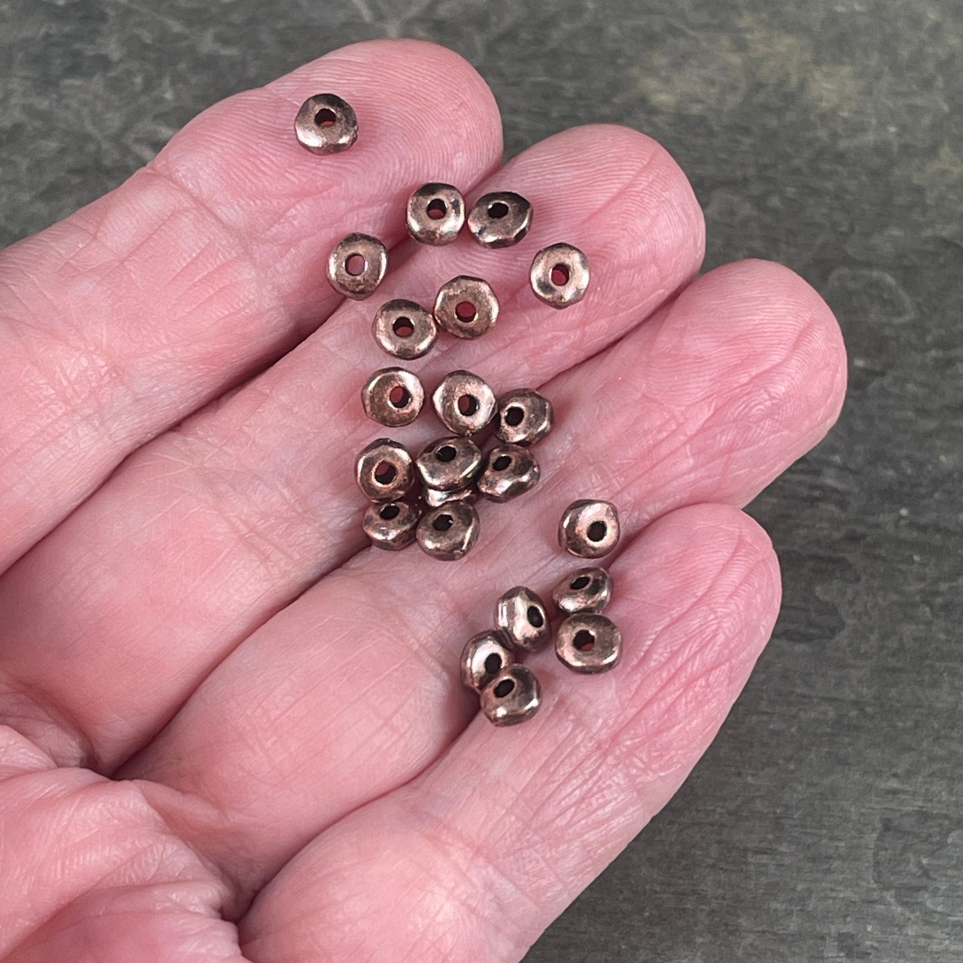 TierraCast 5mm Heishi Nugget, Organic Rondelle Spacer, Antiqued Copper Nugget Spacer (PF/398-87) * Qty. 20