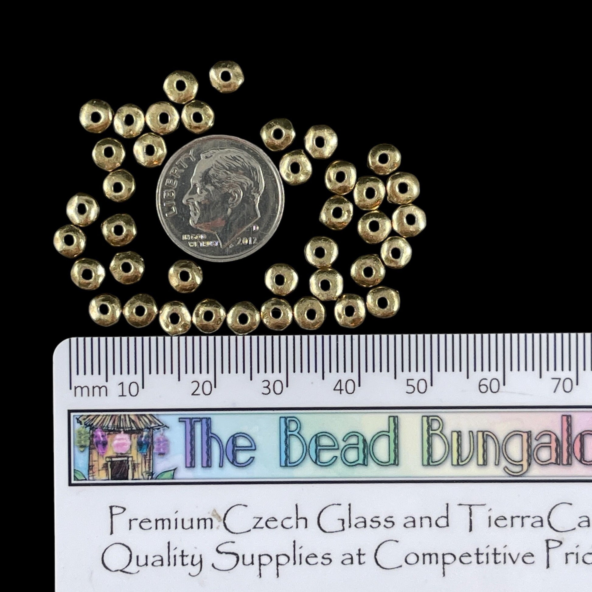 NEW TierraCast 5mm Heishi Nugget, Organic Rondelle Spacer, Light Antiqued Brass Plated Nugget Spacer (PF/398-57) * Qty. 20