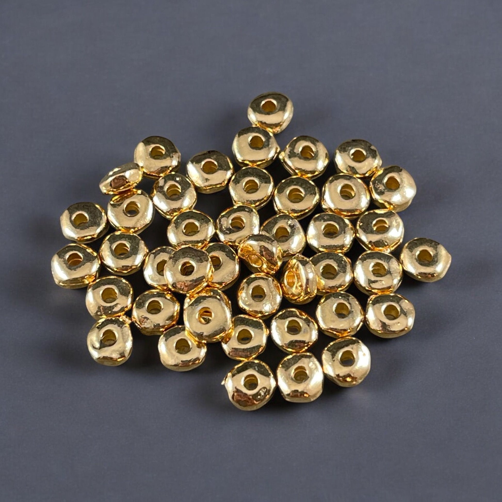TierraCast 5mm Heishi Nugget, Organic Rondelle Spacer, 24k Gold Plated, Nickel Free (PF/398-12) * Qty. 20