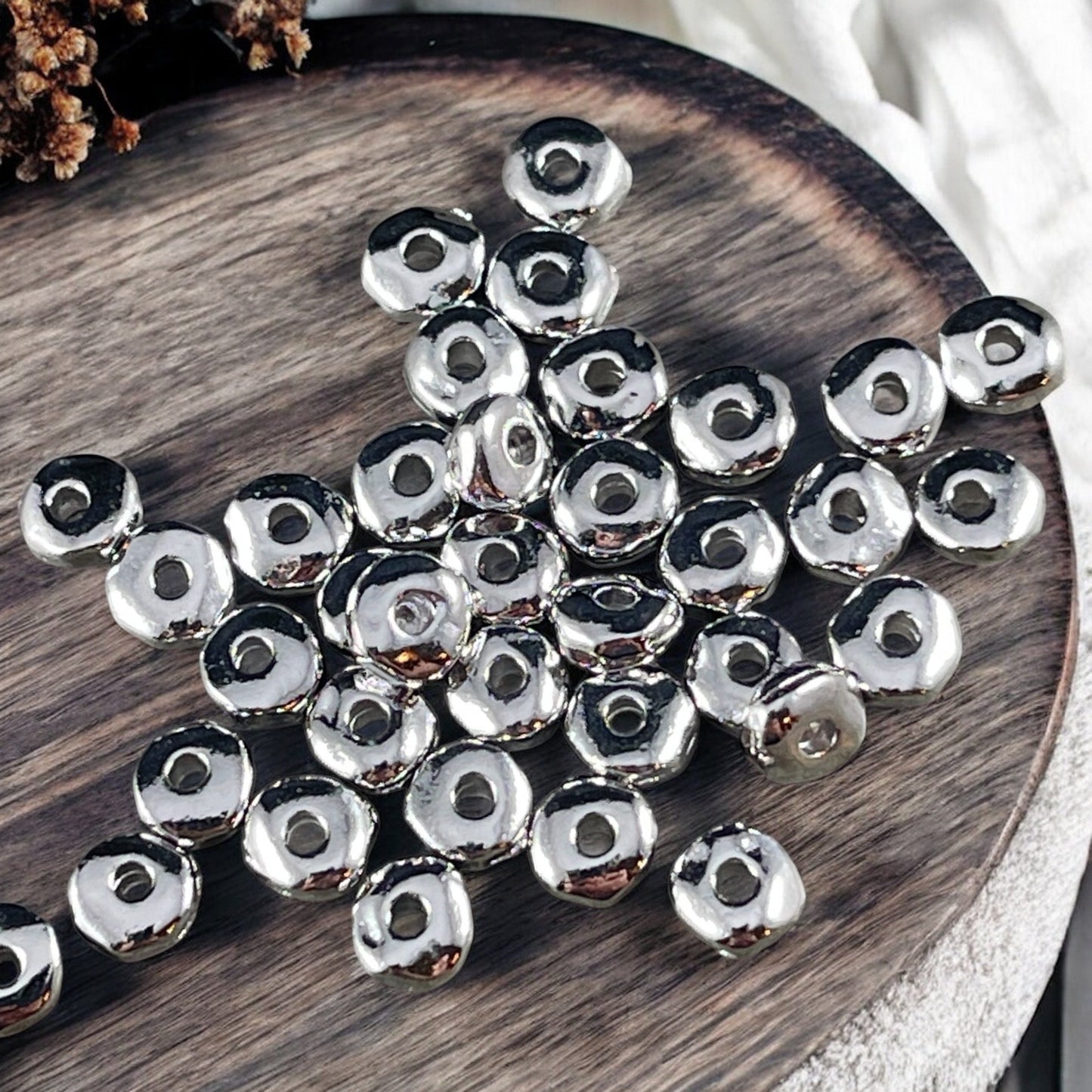 TierraCast 5mm Heishi Nugget, Organic Rondelle Spacer, White Bronze Plated (PF/398-28) * Qty. 20
