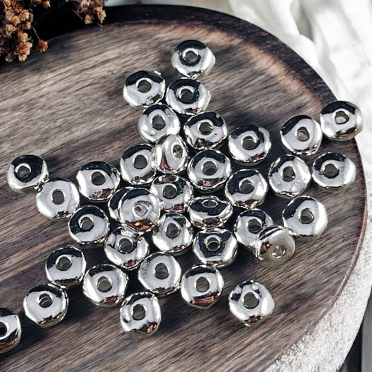 TierraCast 5mm Heishi Nugget, Organic Rondelle Spacer, White Bronze Plated (PF/398-28) * Qty. 20
