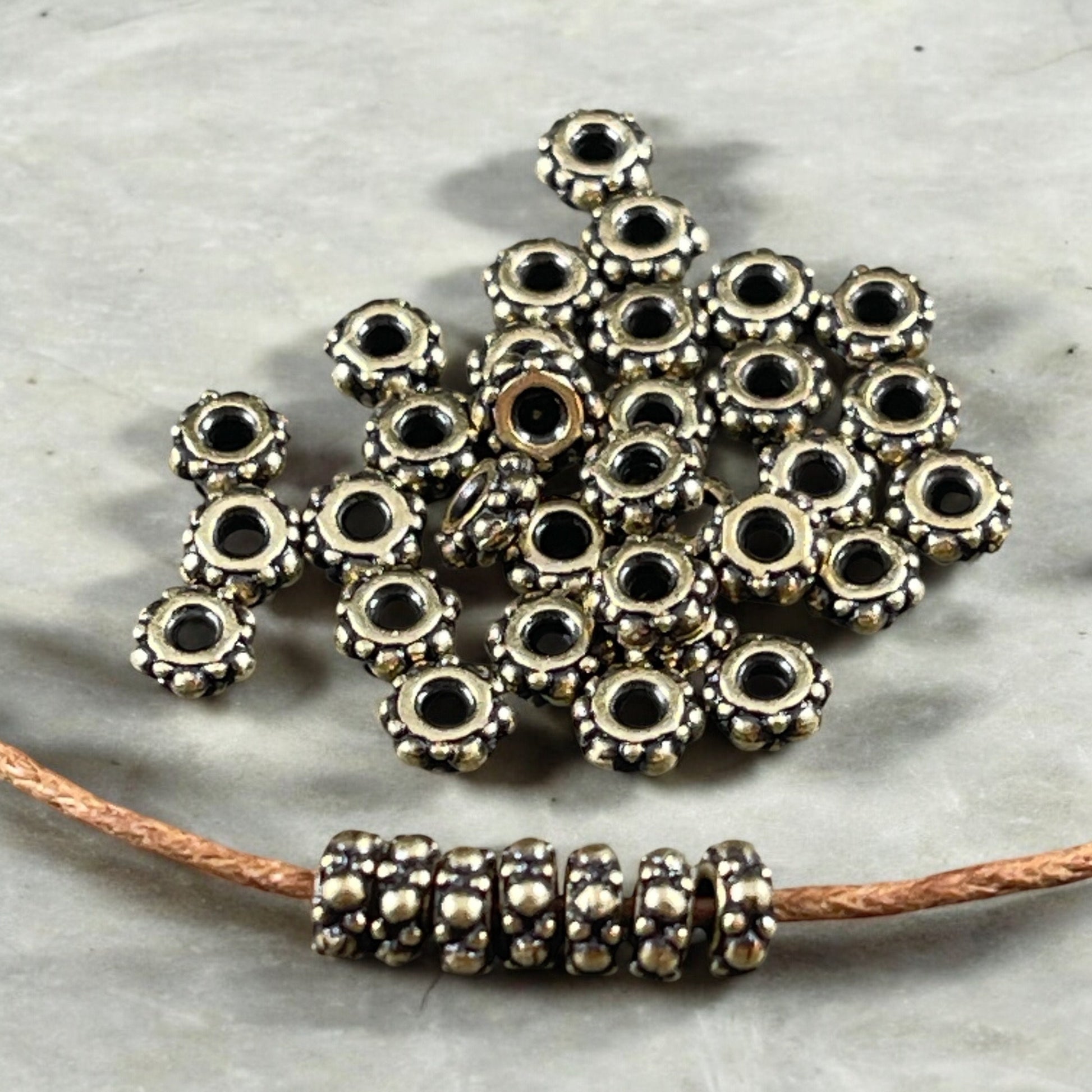 TierraCast 4mm Turkish Bead, Small Antiqued Brass Plated Spacer Beads (PF/394-57) * Qty. 50