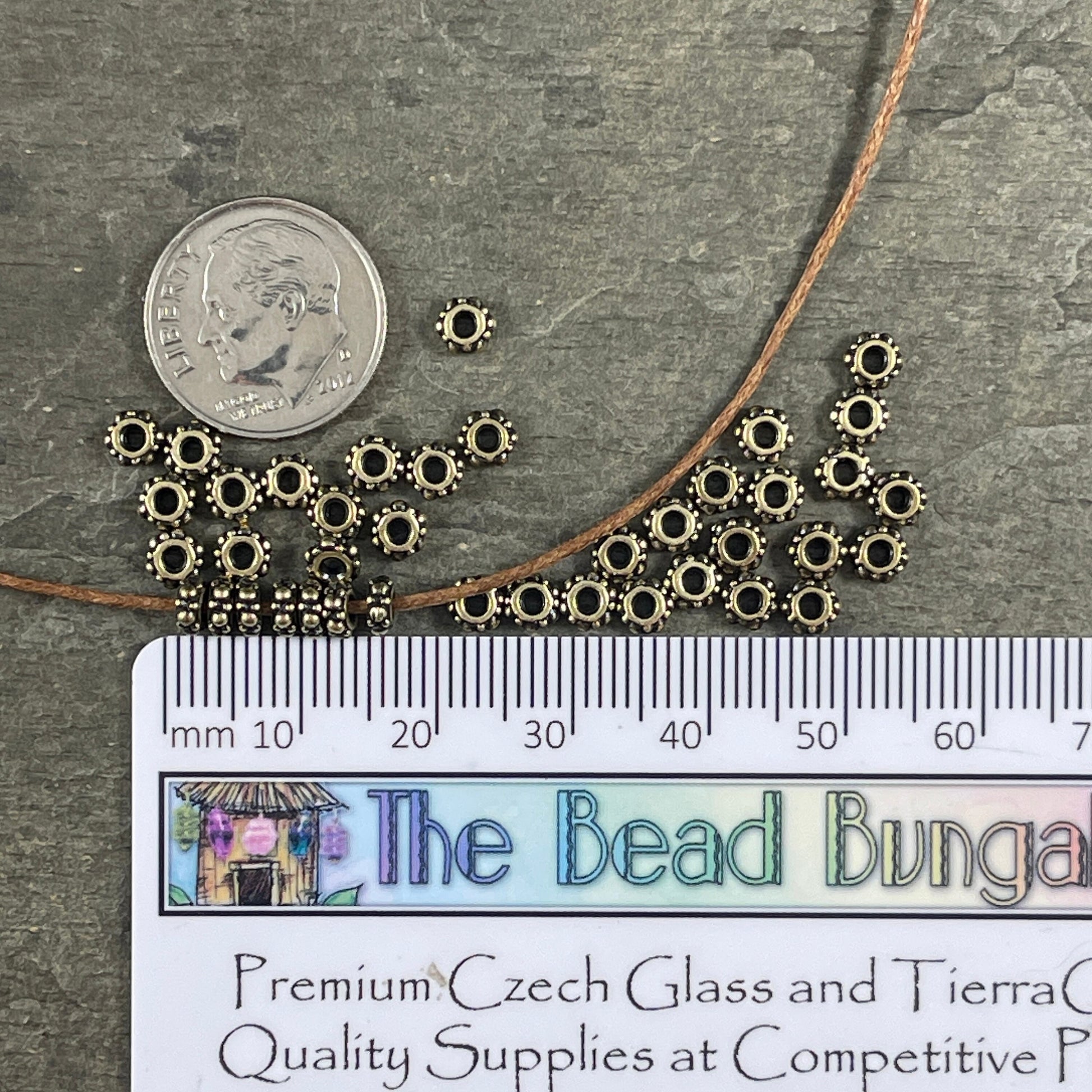 NEW TierraCast 4mm Turkish Bead, Small Antiqued Brass Plated Spacer Beads (PF/394-57) * Qty. 40