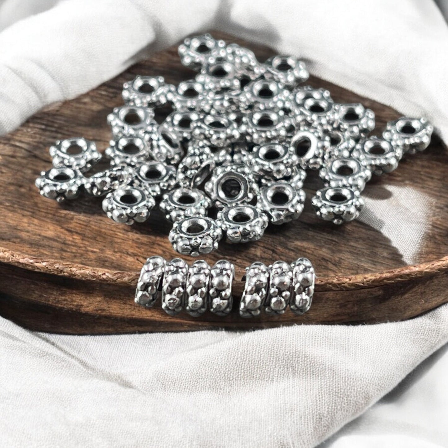 TierraCast 4mm Turkish Rondelle Spacer Bead, Antiqued Silver Plated Pewter (PF/394-77) * Qty. 50