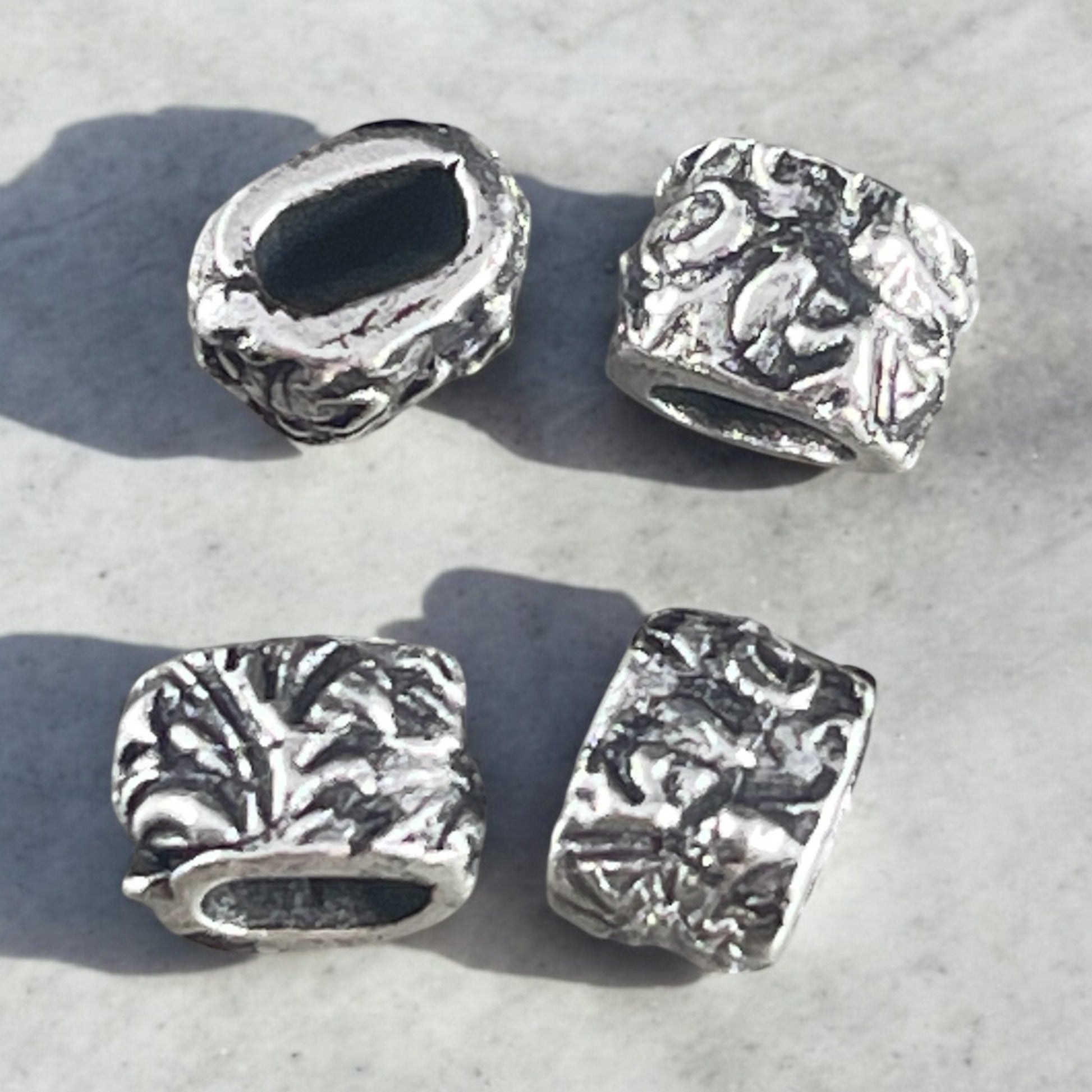 TierraCast Crimpable Large Hole Bead, Antiqued Silver Plated (PF/887-77) * Qty. 4