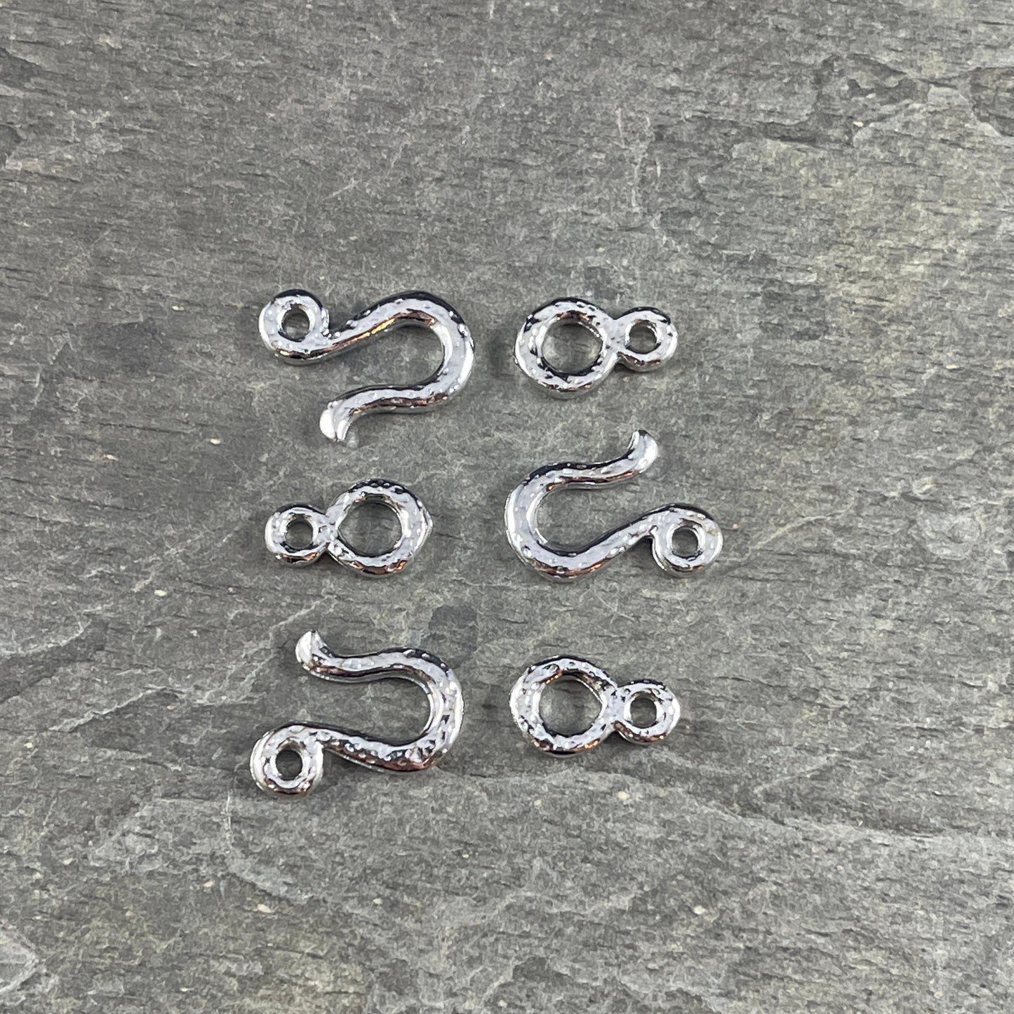 NEW TierraCast Hook Clasp, White Bronze Plated Pewter, Silver Hook and Eye Clasp (PF/997-28) * Qty. 3