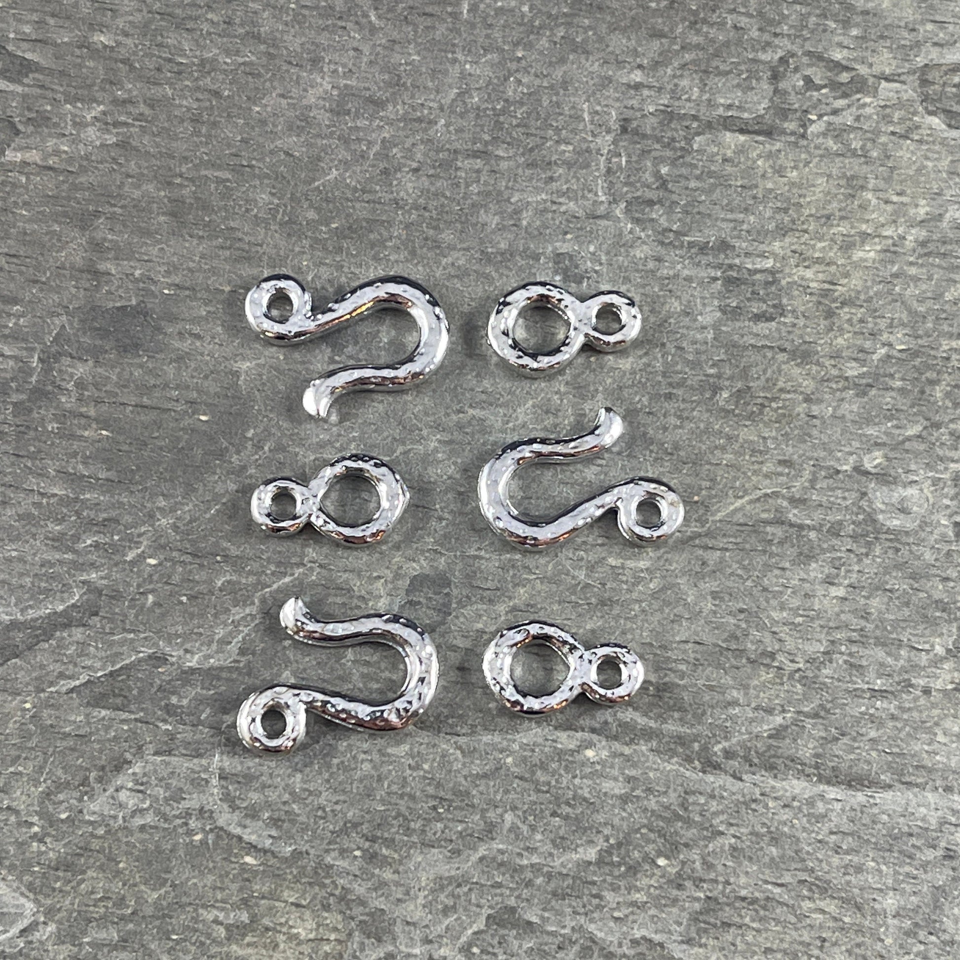 NEW TierraCast Hook Clasp, White Bronze Plated Pewter, Silver Hook and Eye Clasp (PF/997-28) * Qty. 3