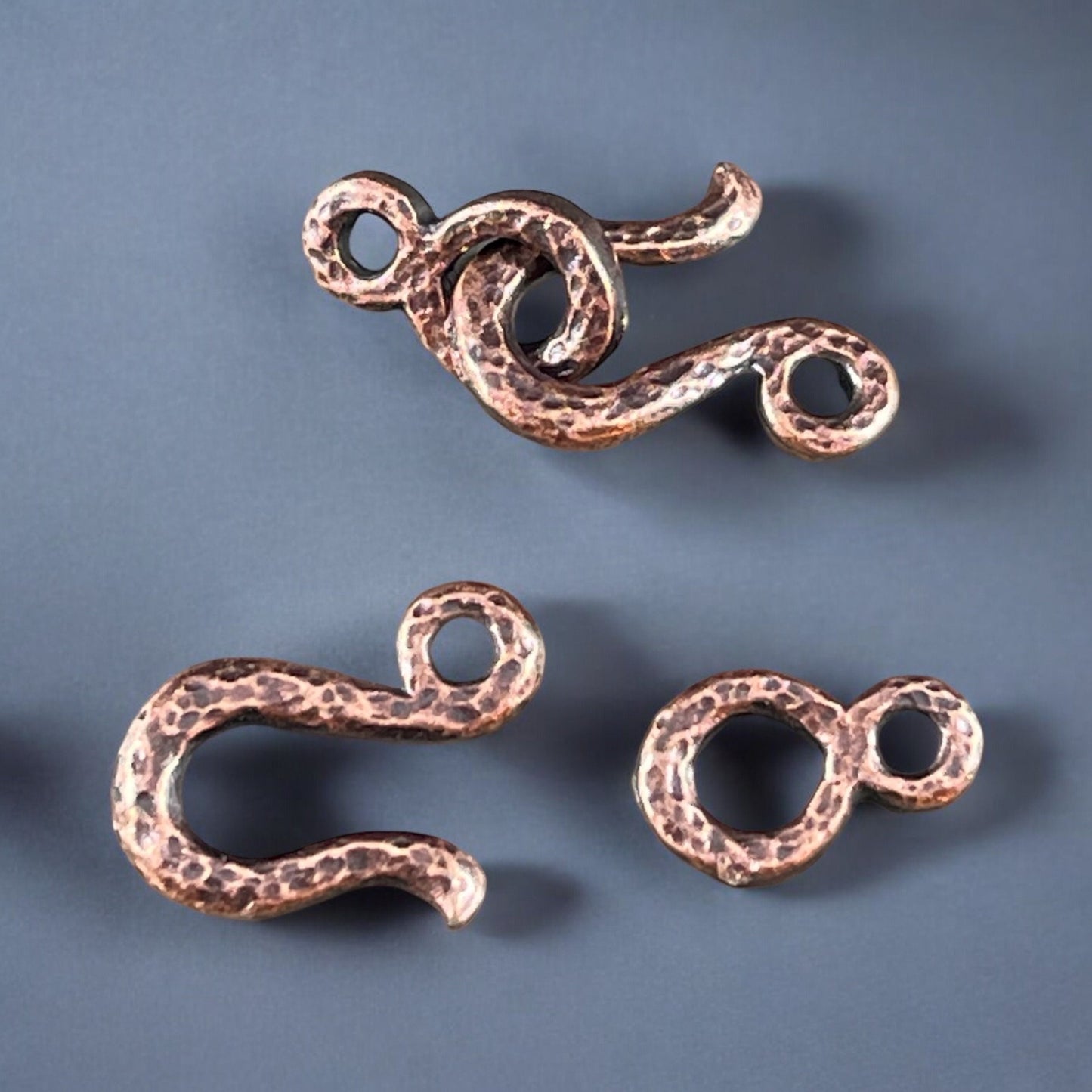 TierraCast Hook and Eye Clasp, Antiqued Copper Plated Pewter (PF/977-87) * Qty. 3