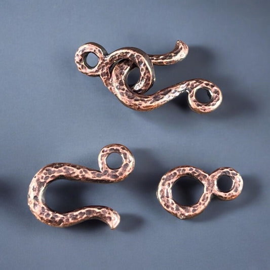 TierraCast Hook and Eye Clasp, Antiqued Copper Plated Pewter (PF/977-87) * Qty. 3