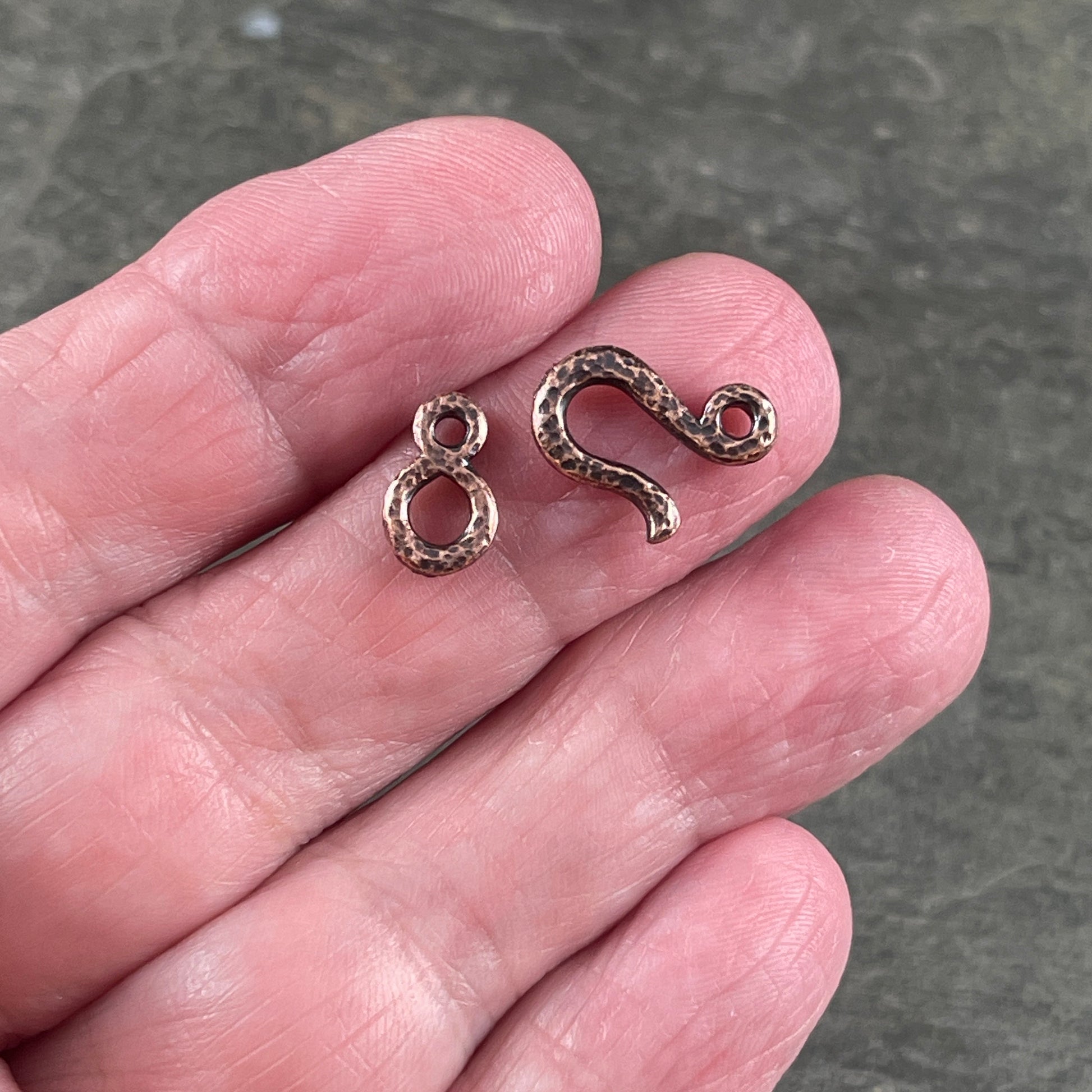 TierraCast Hook and Eye Clasp, Antiqued Copper Plated Pewter (PF/977-87) * Qty. 3