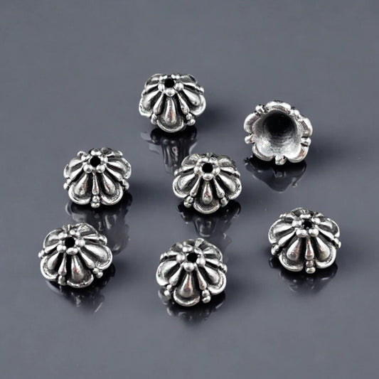 TierraCast 8mm Tiffany Bead Caps, Antiqued Fine Silver Plated Pewter(PF/778-77) * Qty. 6