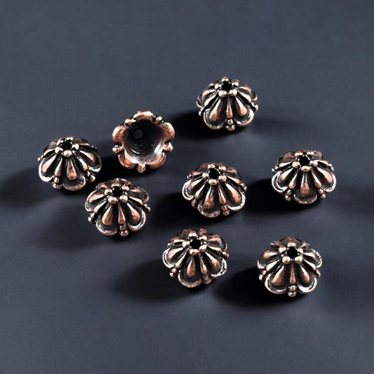 NEW 8mm Tiffany Bead Caps, Decorative Antiqued Copper Plated Bead Caps (PF/778-87) * Qty. 6