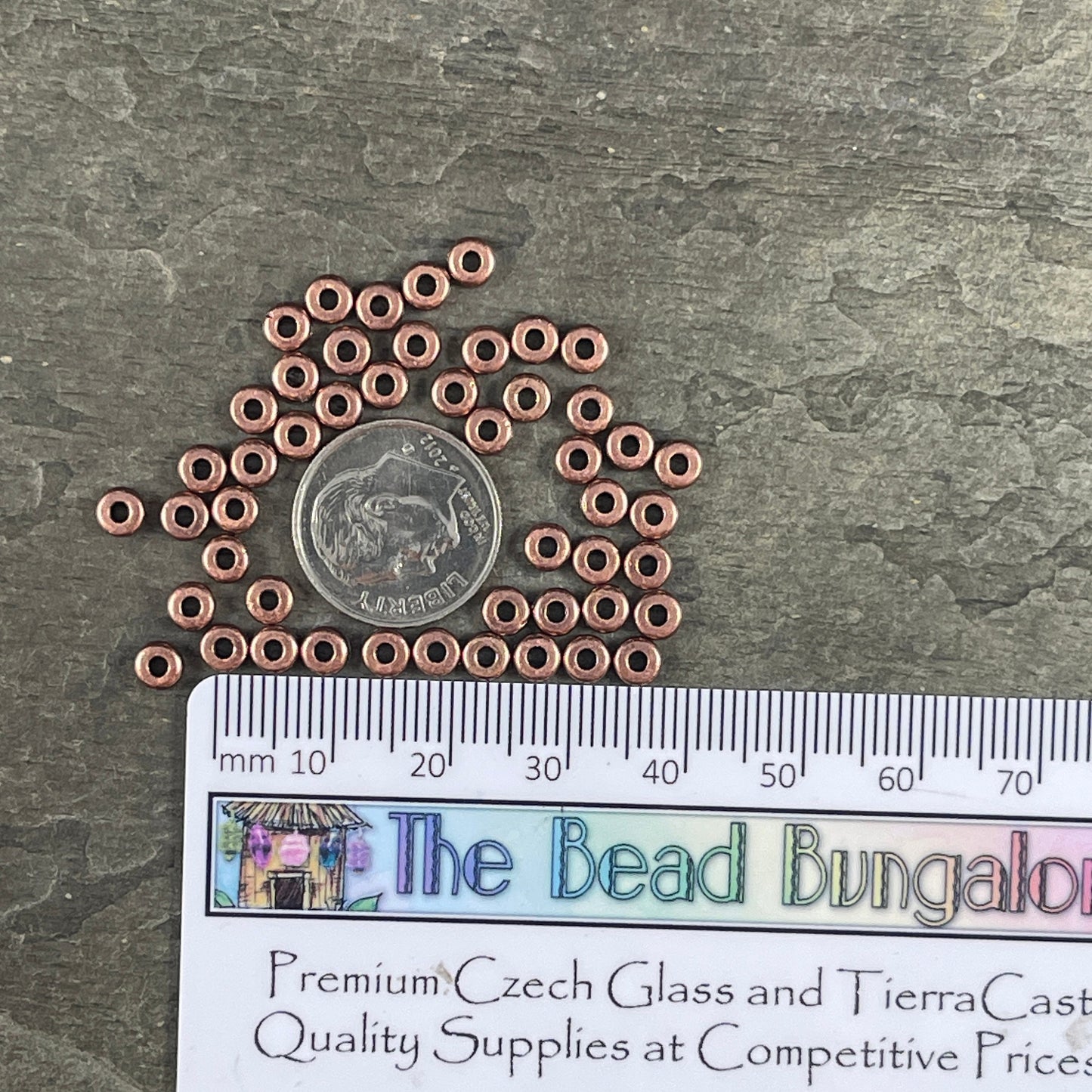 NEW TierraCast 4mm Heishi Rondelle, Small Antiqued Copper Spacer Bead (PF/401-87) * Qty. 50