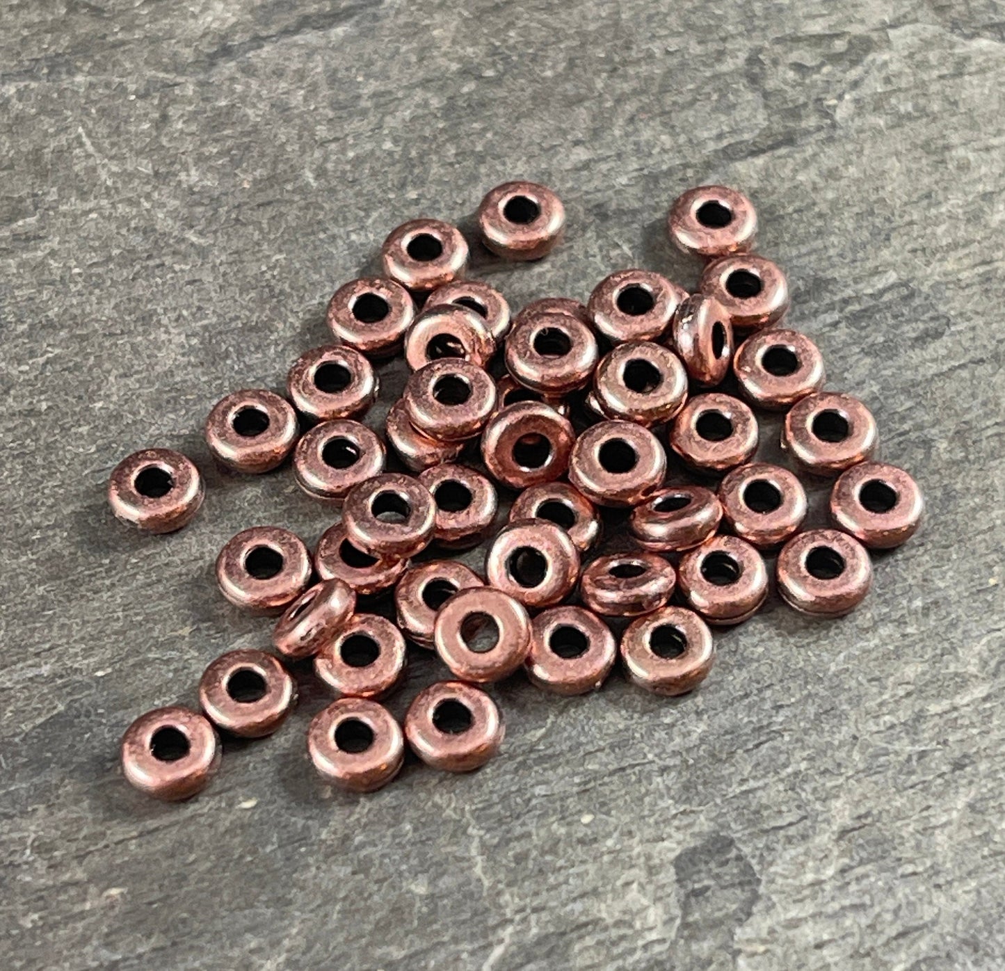 TierraCast 4mm Heishi Rondelle, Small Antiqued Copper Spacer Bead (PF/401-87) * Qty. 50