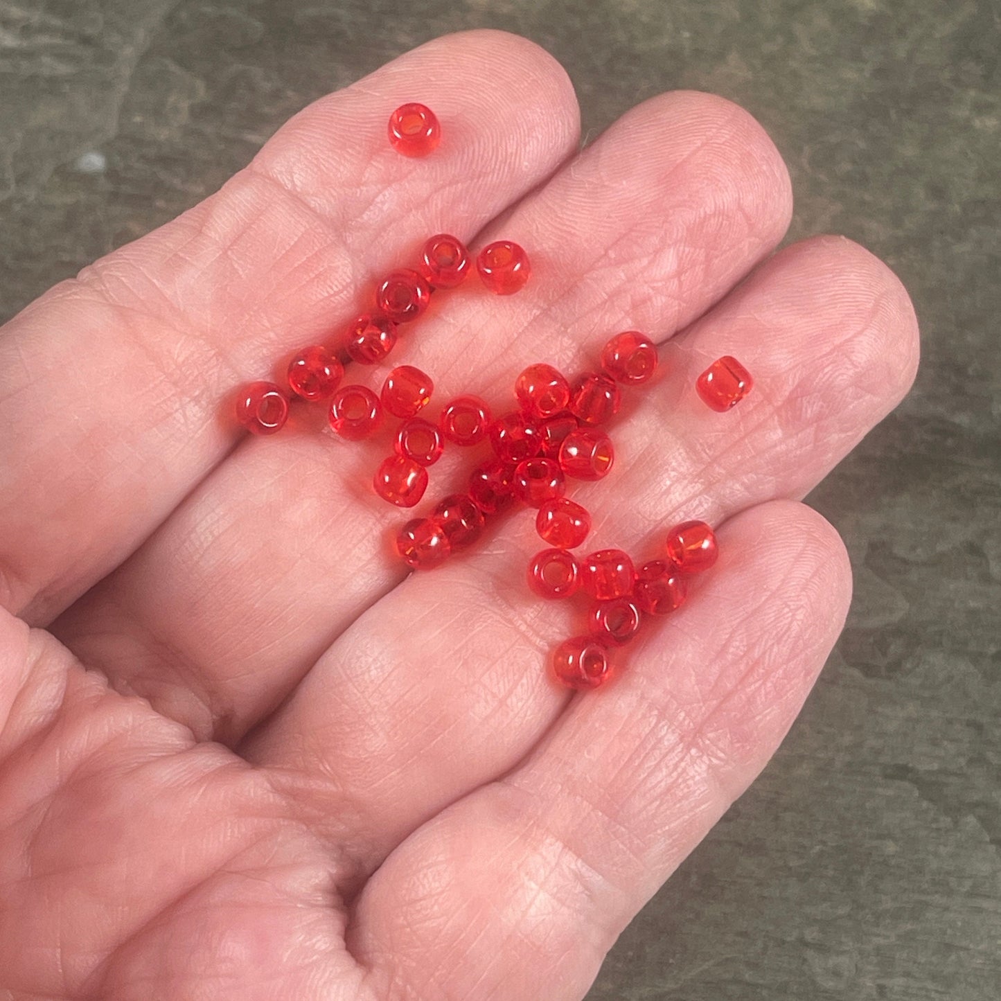 Siam Seed Beads TOHO 6/0 Round Transparent Siam Reddish Orange Glass Beads (T6/SM-5B) 6/0 Glass Seed Beads 4mm Red Beads * Qty. 20 grams