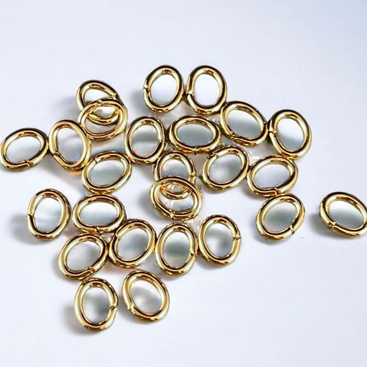 6x4mm Oval Jump Rings, 18g Open, Gold Plated Brass (FMG/5048) * Qty. 100
