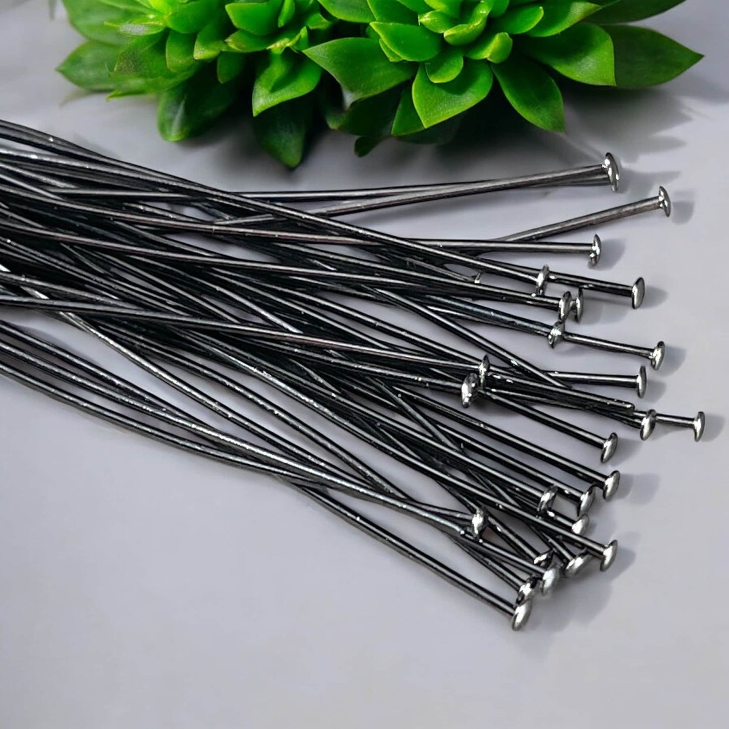 2" Black Head Pins, 21 Gauge Flat Head, Gunmetal Plated Brass (5412) * Qty. 100