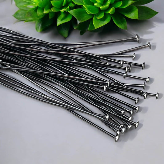 2" Black Head Pins, 21 Gauge Flat Head, Gunmetal Plated Brass (5412) * Qty. 100