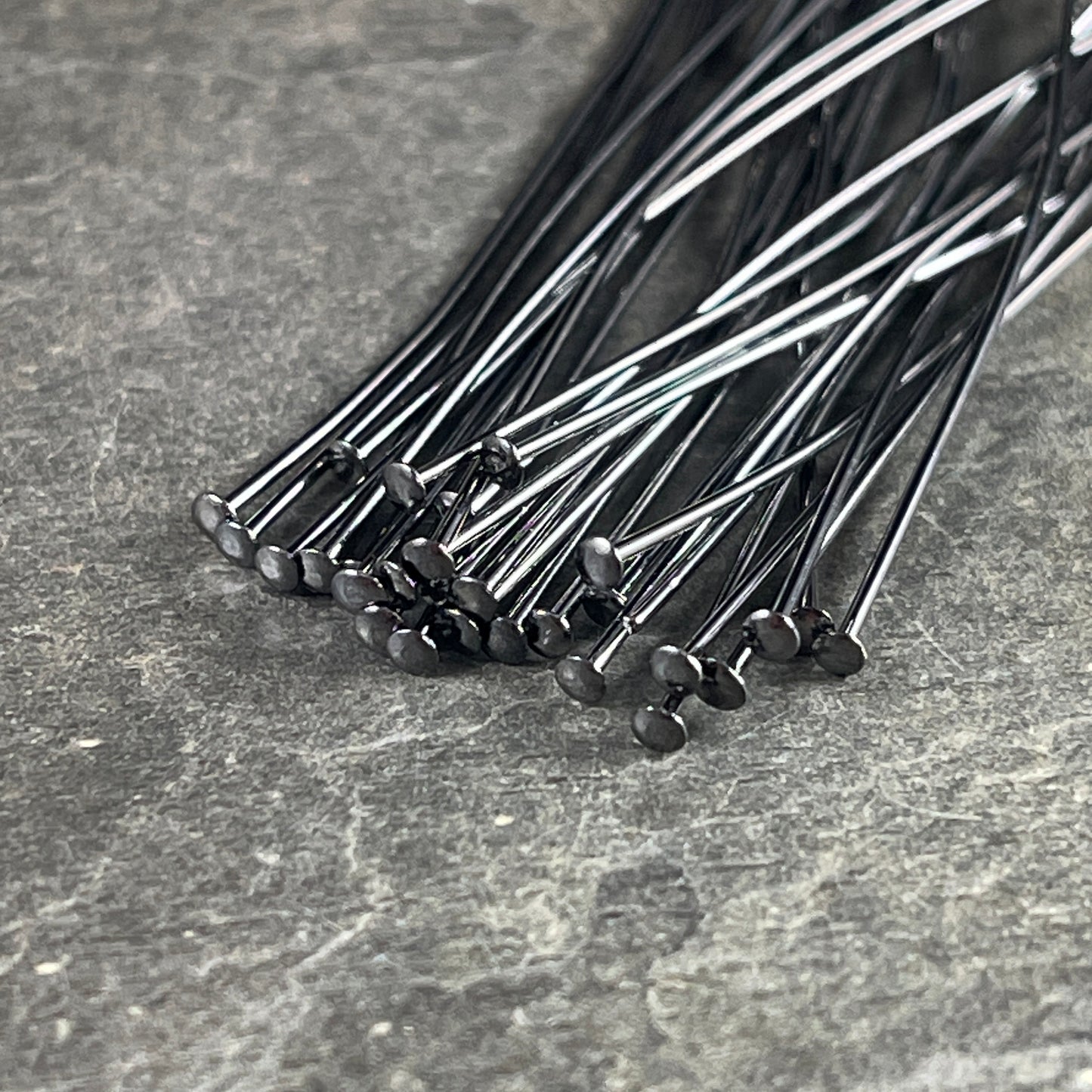 2" Black Head Pins, 21 Gauge Flat Head, Gunmetal Plated Brass (5412) * Qty. 100