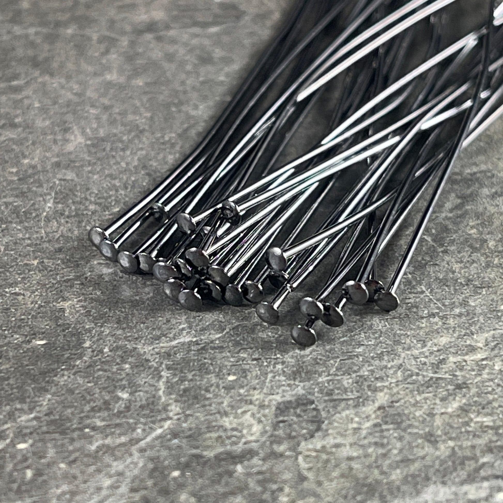 2" Black Head Pins, 21 Gauge Flat Head, Gunmetal Plated Brass (5412) * Qty. 100