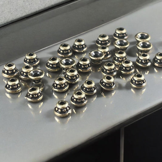 TierraCast 3.5mm Beaded Caps, Antiqued Brass Plated Tiny Cone (PF/792-57) * Qty. 50
